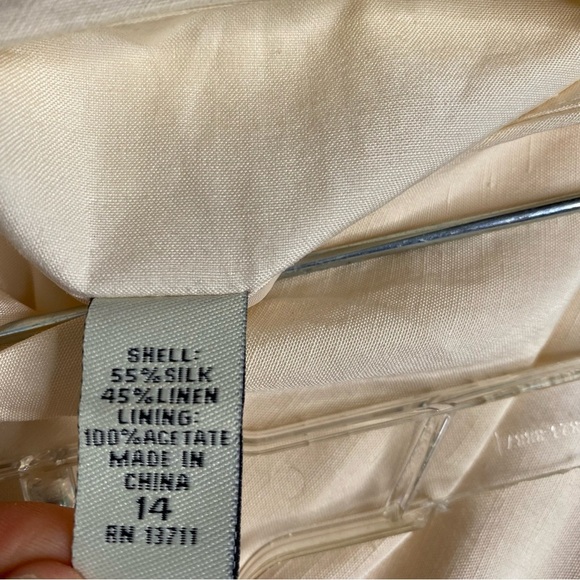 Amanda smith Cream Size 14 silk linen blend skirt ruffle Chiffon hem A Line - Picture 4 of 8
